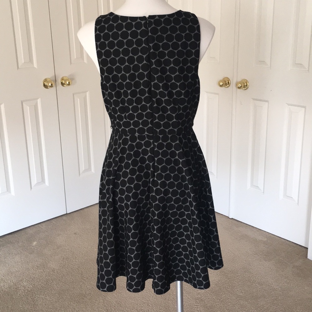 Elle Black Dot Fit & Flare Dress - Black - 10 - Picture 2 of 8